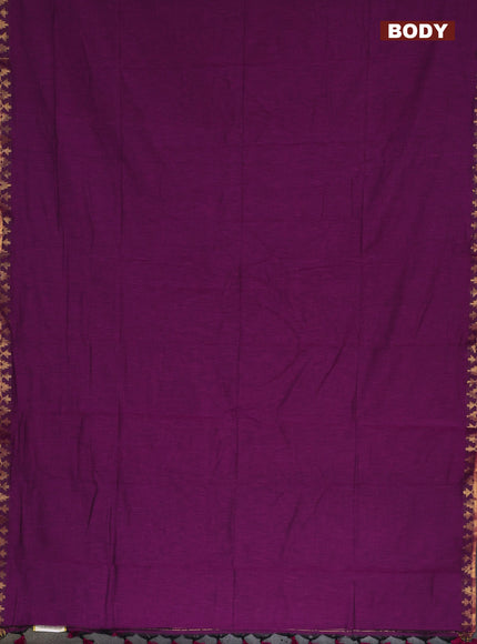 Bengal soft cotton saree purple and maroon with plain body and zari woven border
