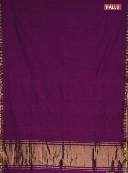 Bengal soft cotton saree purple and maroon with plain body and zari woven border