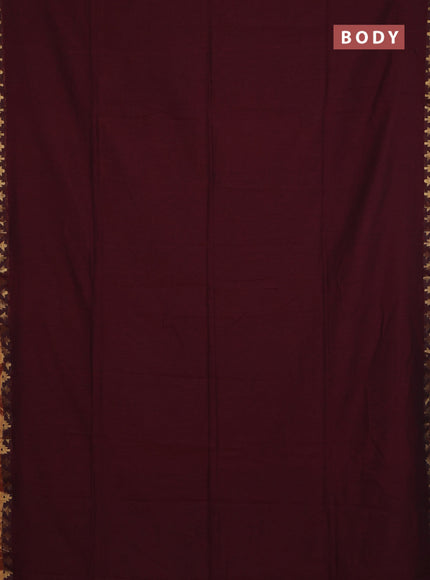 Bengal soft cotton saree maroon and red with plain body and zari woven border