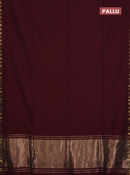 Bengal soft cotton saree maroon and red with plain body and zari woven border