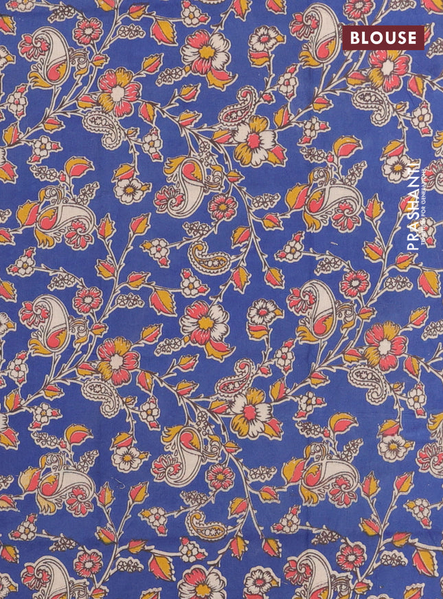 Bengal soft cotton saree maroon and blue with plain body and zari woven border