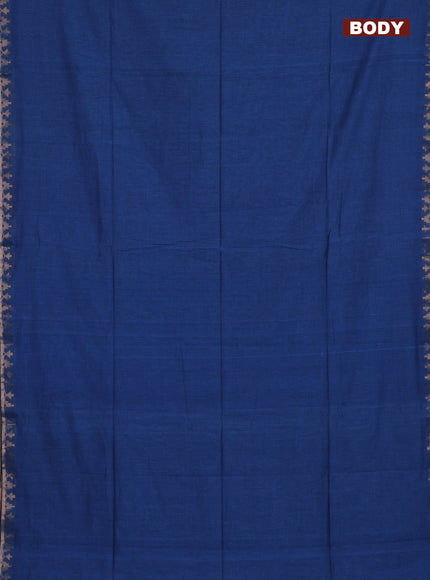 Bengal soft cotton saree cs blue and yellow with plain body and zari woven border