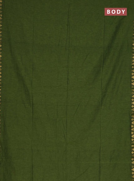 Bengal soft cotton saree light green and blue with plain body and zari woven border