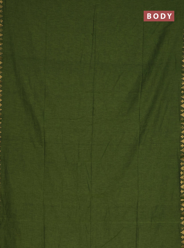 Bengal soft cotton saree light green and blue with plain body and zari woven border