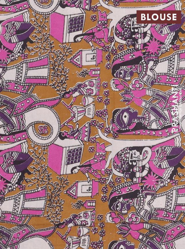 Bengal soft cotton saree peacock green and mustard yellow with plain body and zari woven border