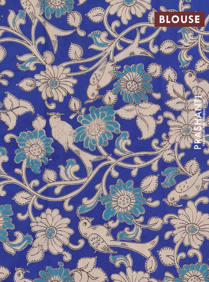 Bengal soft cotton saree maroon and blue with plain body and zari woven border