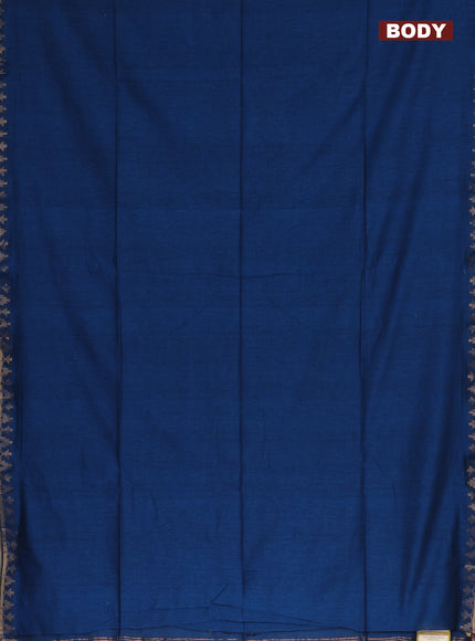 Bengal soft cotton saree cs blue and maroon with plain body and zari woven border
