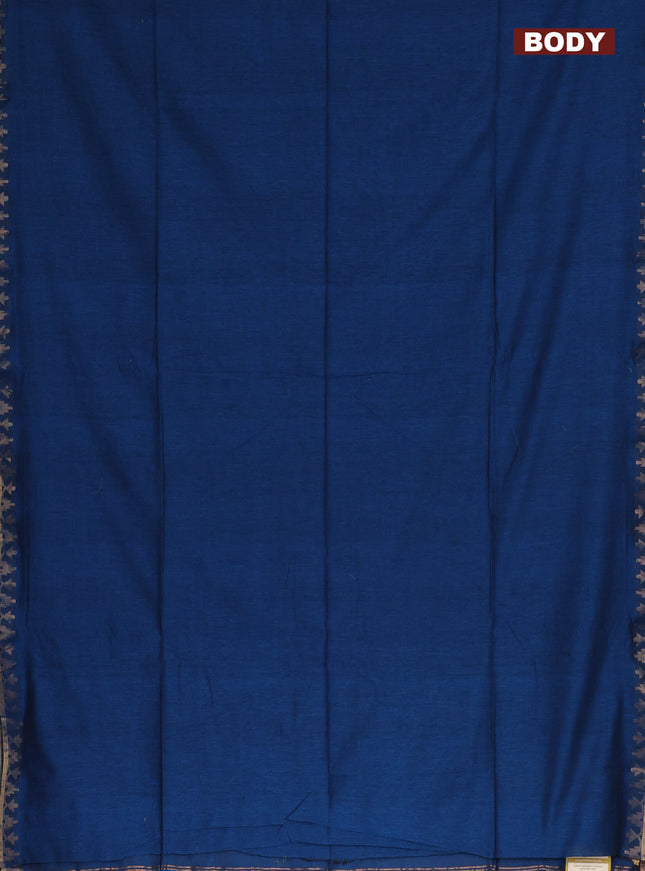 Bengal soft cotton saree cs blue and maroon with plain body and zari woven border