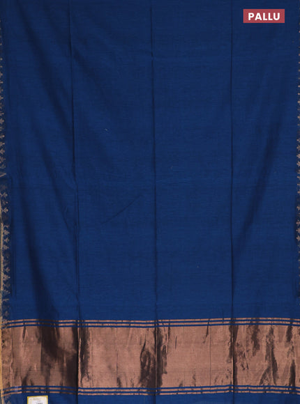 Bengal soft cotton saree cs blue and maroon with plain body and zari woven border