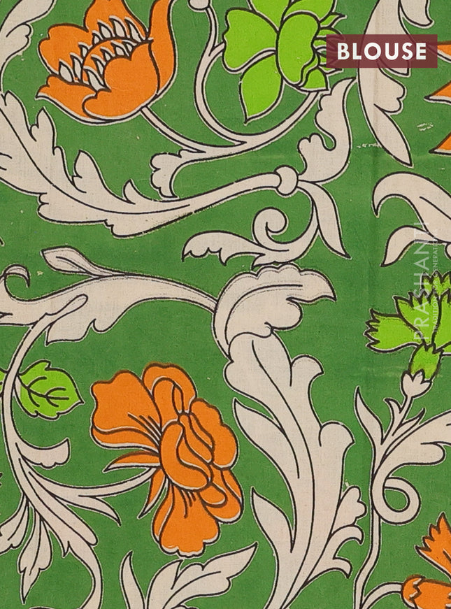 Bengal soft cotton saree navy blue and green with plain body and zari woven border