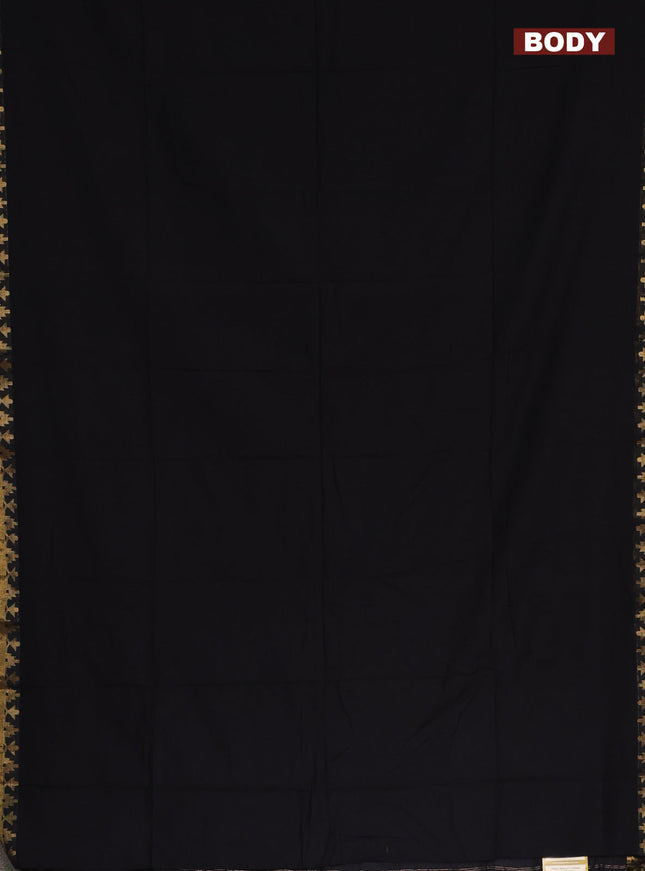 Bengal soft cotton saree black and blue with plain body and zari woven border