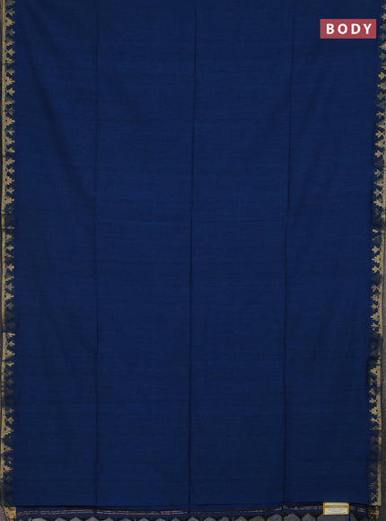 Bengal soft cotton saree cs blue and maroon with plain body and zari woven border