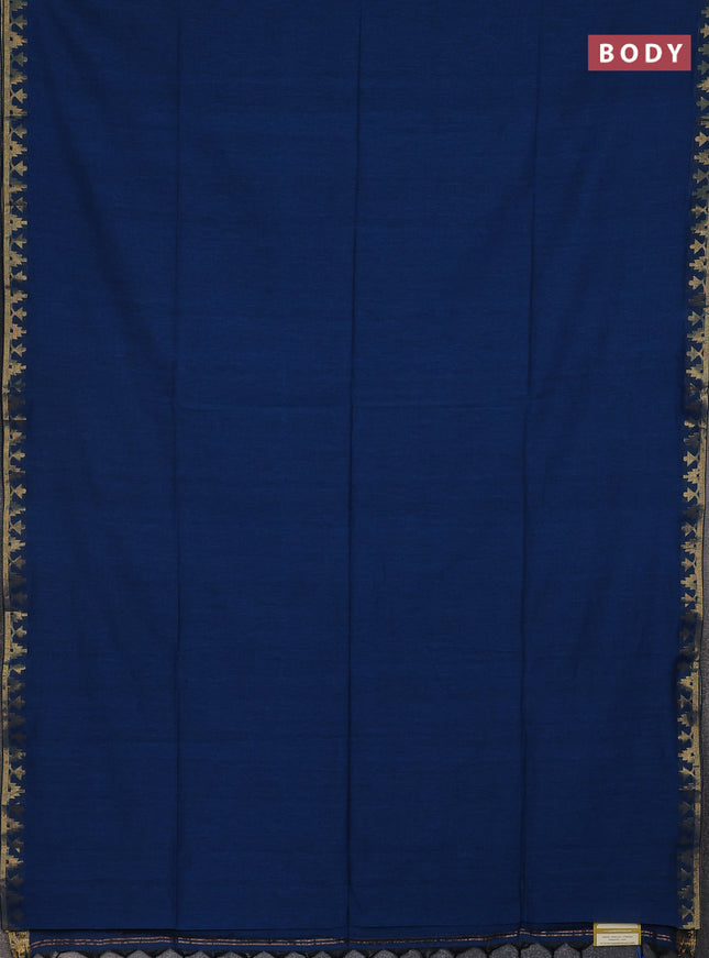 Bengal soft cotton saree cs blue and maroon with plain body and zari woven border