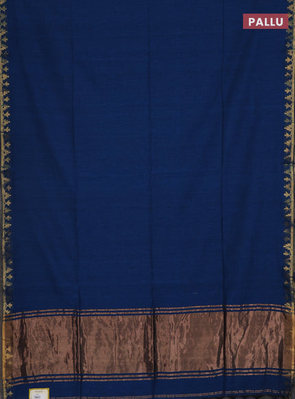 Bengal soft cotton saree cs blue and maroon with plain body and zari woven border