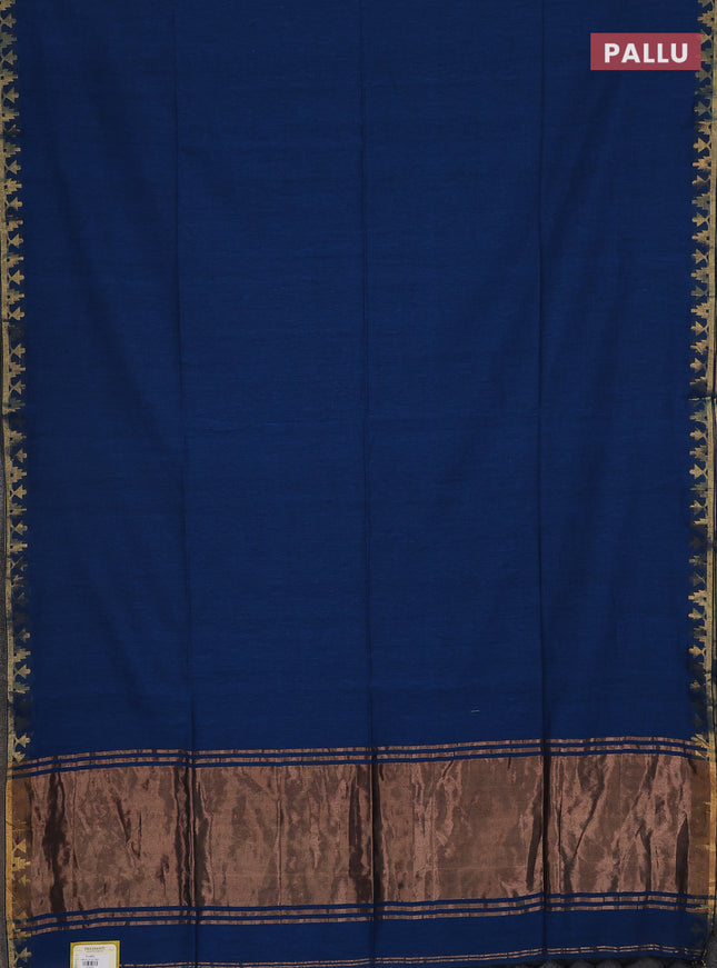 Bengal soft cotton saree cs blue and maroon with plain body and zari woven border
