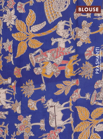 Bengal soft cotton saree maroon and blue with plain body and zari woven border