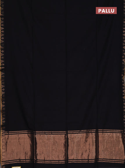 Bengal soft cotton saree black and maroon with plain body and zari woven border