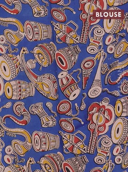 Bengal soft cotton saree dark magenta pink and blue with plain body and zari woven border