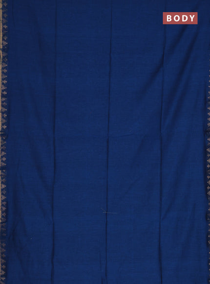 Bengal soft cotton saree cs blue and maroon with plain body and zari woven border