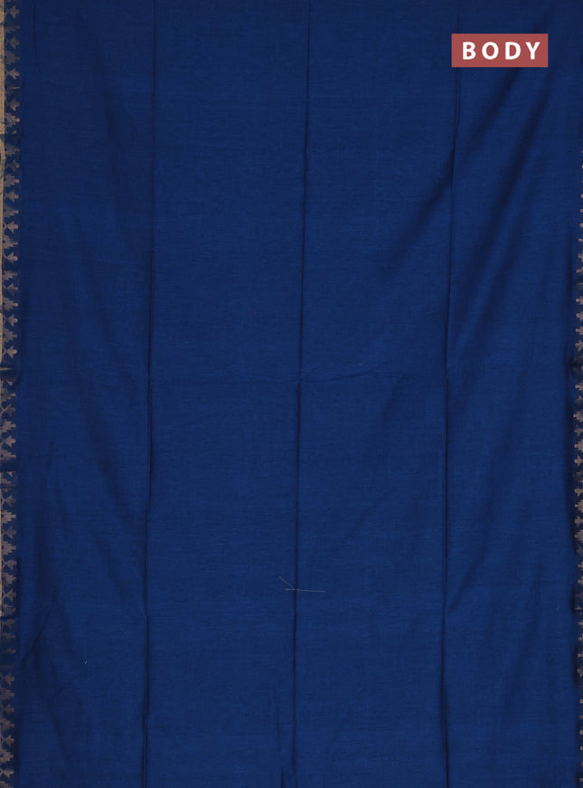 Bengal soft cotton saree cs blue and maroon with plain body and zari woven border