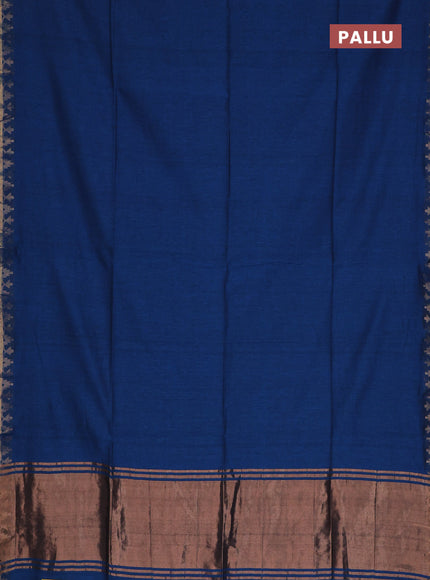 Bengal soft cotton saree cs blue and maroon with plain body and zari woven border