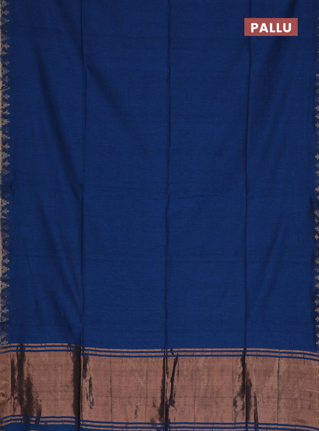 Bengal soft cotton saree cs blue and maroon with plain body and zari woven border
