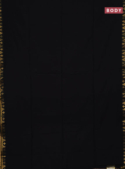 Bengal soft cotton saree black and maroon with plain body and zari woven border