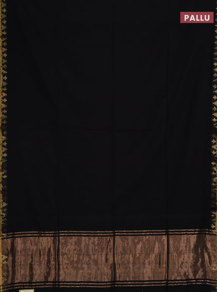 Bengal soft cotton saree black and maroon with plain body and zari woven border