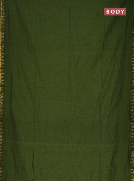 Bengal soft cotton saree light green and blue with plain body and zari woven border