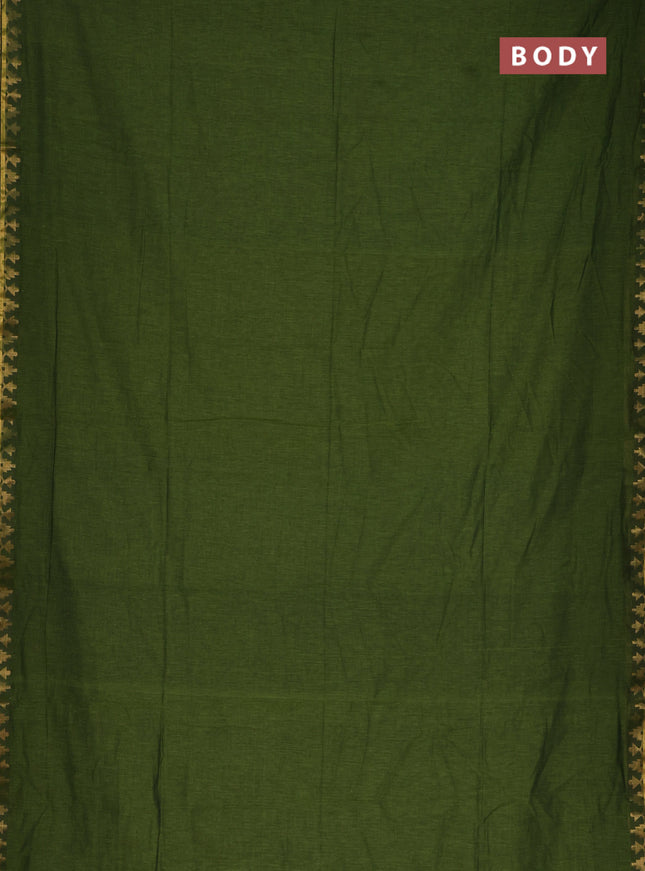 Bengal soft cotton saree light green and blue with plain body and zari woven border