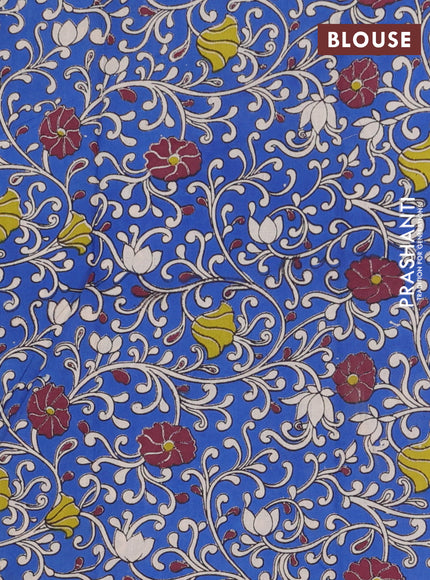 Bengal soft cotton saree maroon and blue with plain body and zari woven border