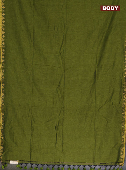 Bengal soft cotton saree light green and maroon with plain body and zari woven border