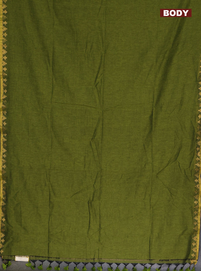 Bengal soft cotton saree light green and maroon with plain body and zari woven border