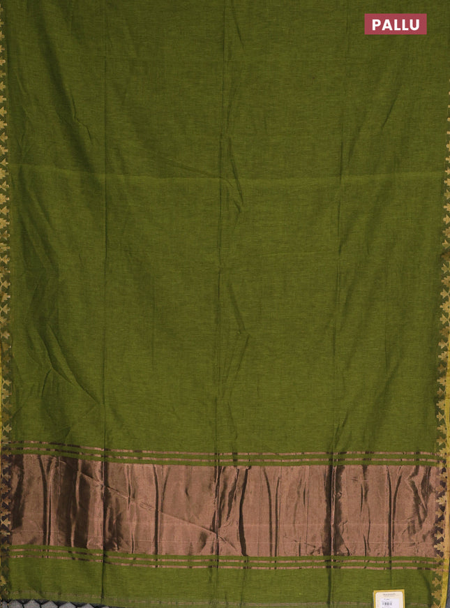Bengal soft cotton saree light green and maroon with plain body and zari woven border