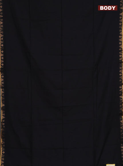 Bengal soft cotton saree black and maroon with plain body and zari woven border