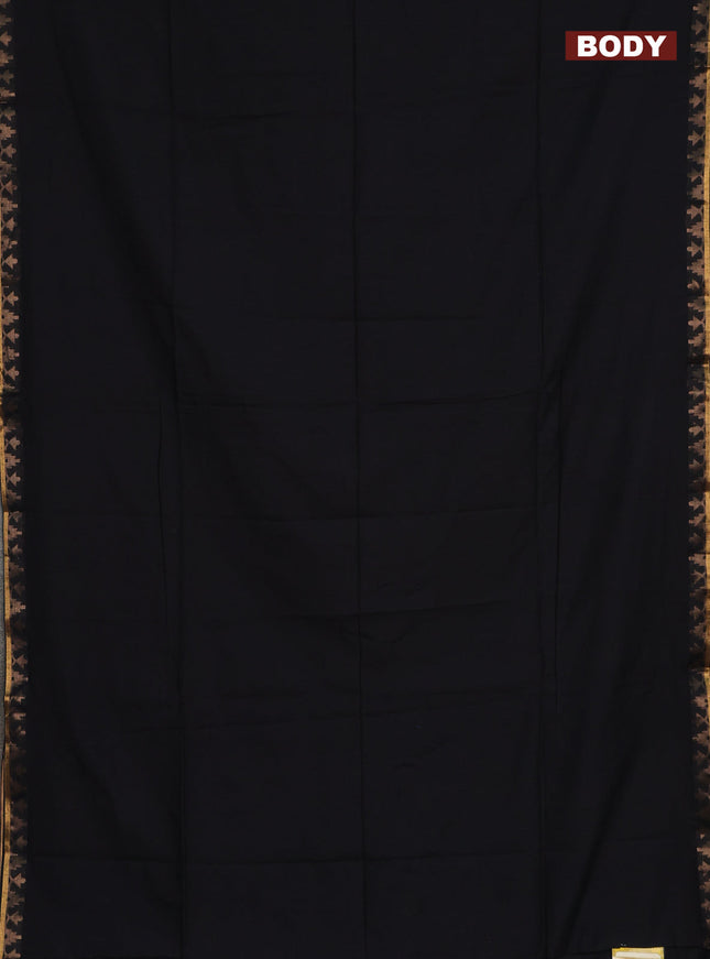 Bengal soft cotton saree black and maroon with plain body and zari woven border