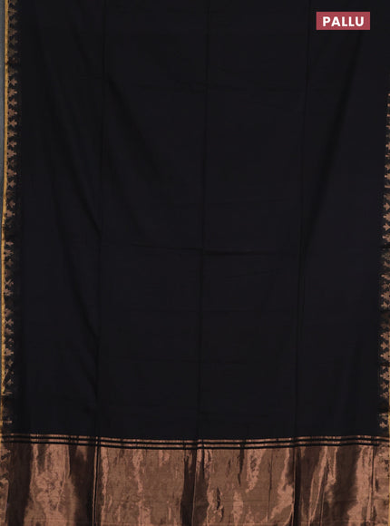 Bengal soft cotton saree black and maroon with plain body and zari woven border