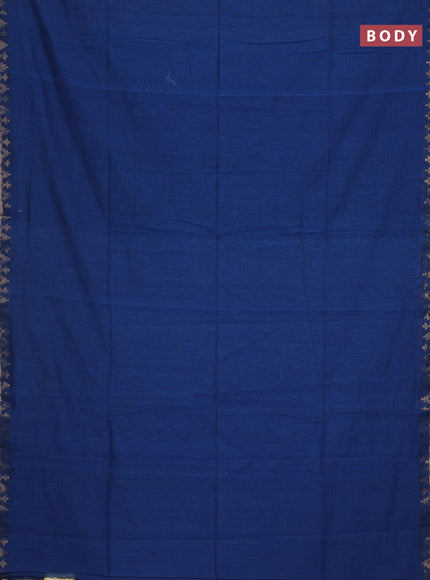 Bengal soft cotton saree cs blue and maroon with plain body and zari woven border