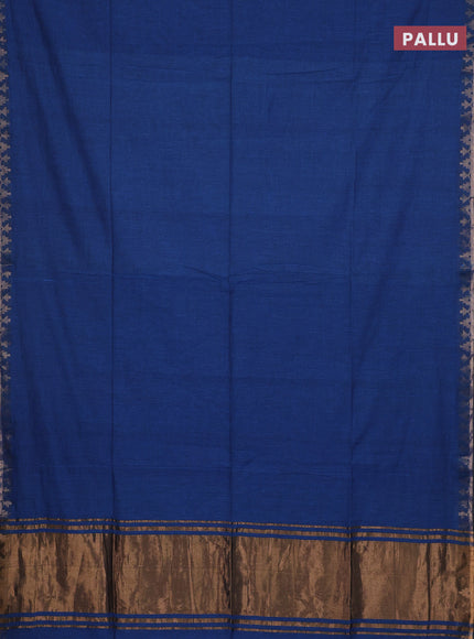 Bengal soft cotton saree cs blue and maroon with plain body and zari woven border