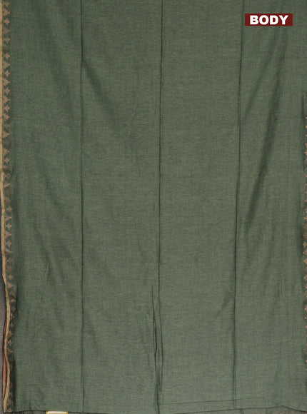 Bengal soft cotton saree green shade and violet with plain body and zari woven border