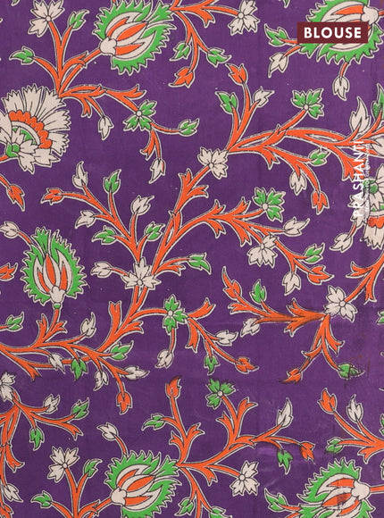 Bengal soft cotton saree green shade and violet with plain body and zari woven border