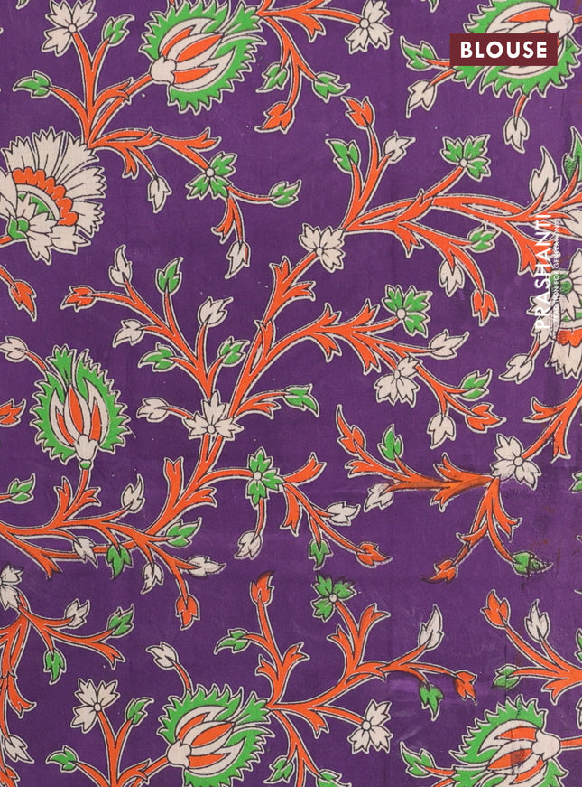 Bengal soft cotton saree green shade and violet with plain body and zari woven border