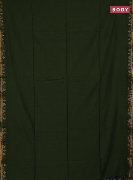 Bengal soft cotton saree sap green and light green with plain body and zari woven border