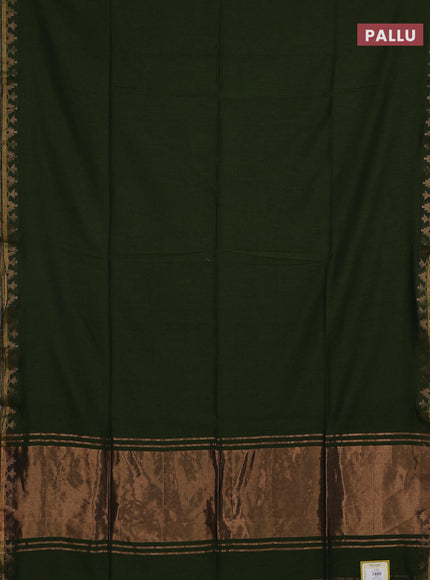 Bengal soft cotton saree sap green and light green with plain body and zari woven border