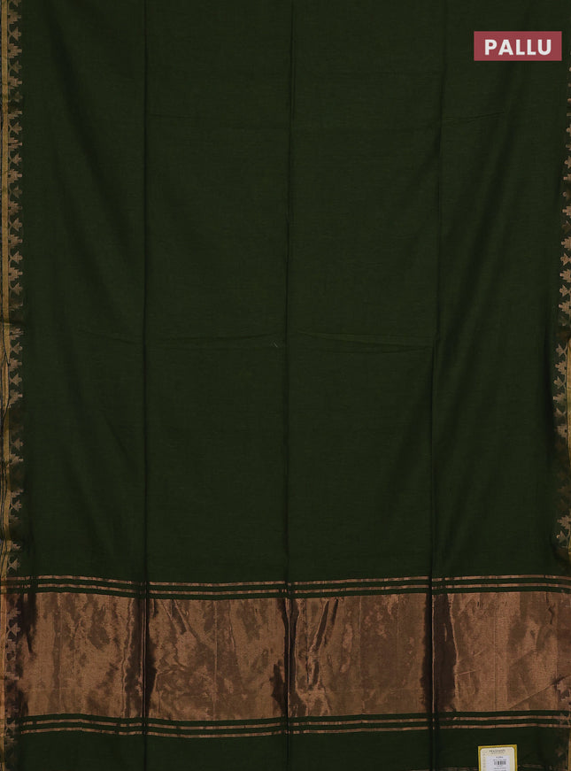 Bengal soft cotton saree sap green and light green with plain body and zari woven border