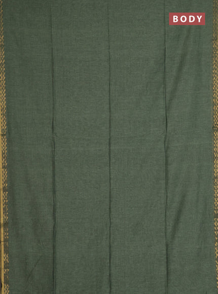 Bengal soft cotton saree pastel green and violet with plain body and zari woven border