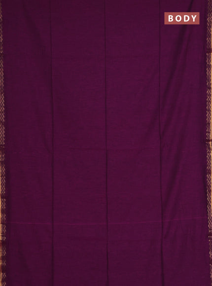 Bengal soft cotton saree purple and violet with plain body and zari woven border