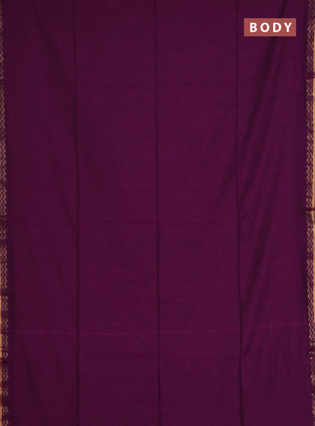 Bengal soft cotton saree purple and violet with plain body and zari woven border