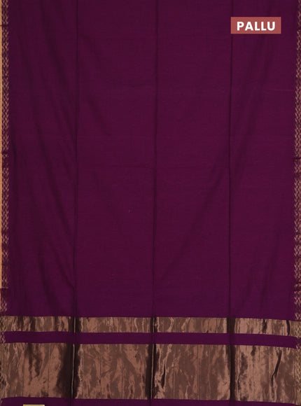 Bengal soft cotton saree purple and violet with plain body and zari woven border