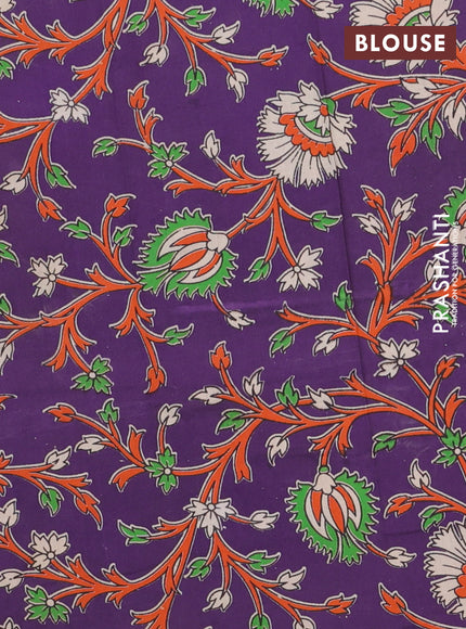 Bengal soft cotton saree purple and violet with plain body and zari woven border